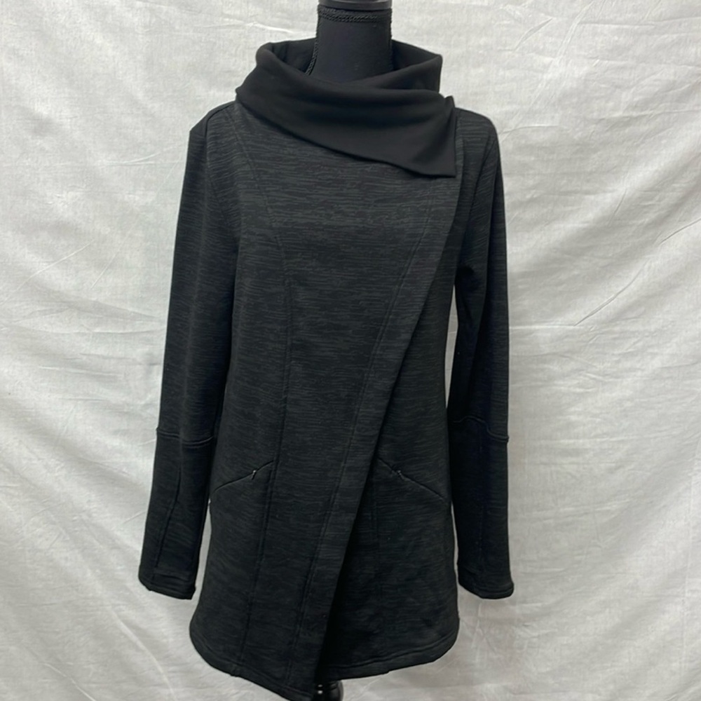 NWT ZELLA Dark Gray Asymmetrical Cowl Neck Women's Sweater. SIZE XL